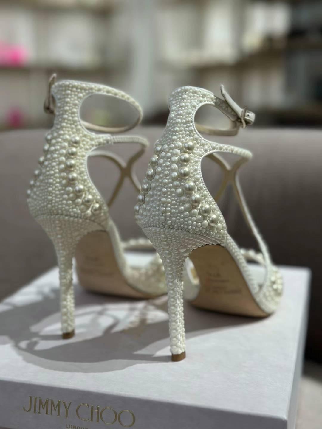 Jimmy Choo Pearl High Heel Sandals – Luxury Bridal & Evening Shoes in Ivory