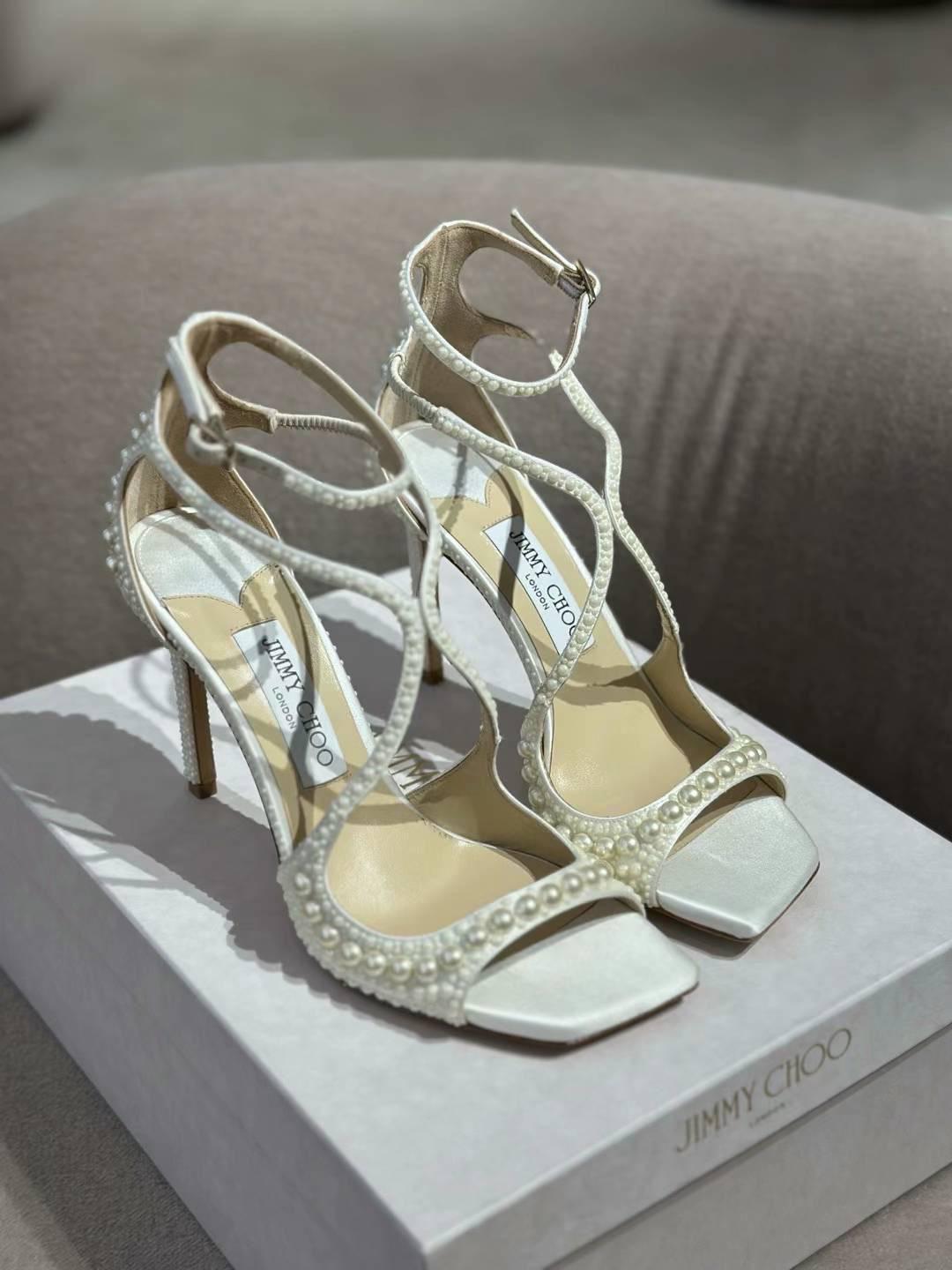 Jimmy Choo Pearl High Heel Sandals – Luxury Bridal & Evening Shoes in Ivory