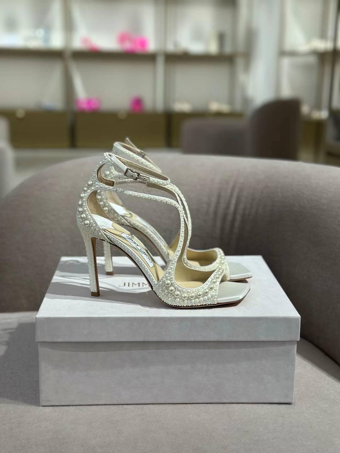 Jimmy Choo Pearl High Heel Sandals – Luxury Bridal & Evening Shoes in Ivory