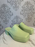 Gucci Pastel Green Logo Rubber Slip-On Sandal